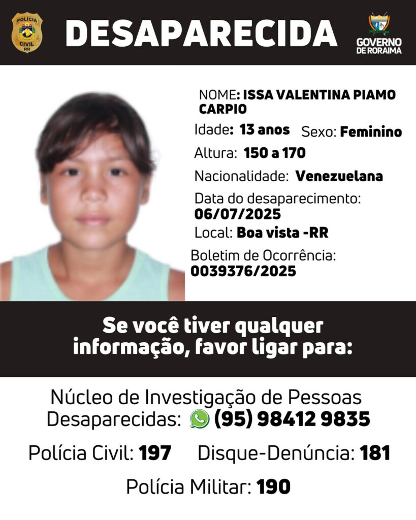 DESAPARECIDA: ISSA VALENTINA PIAMO CARPIO